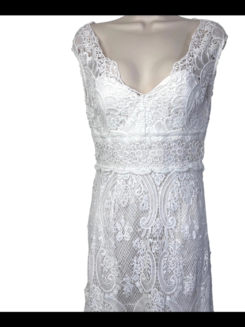 Ivory Boho Lace V-Neck Bridal Dress Size S Nwt